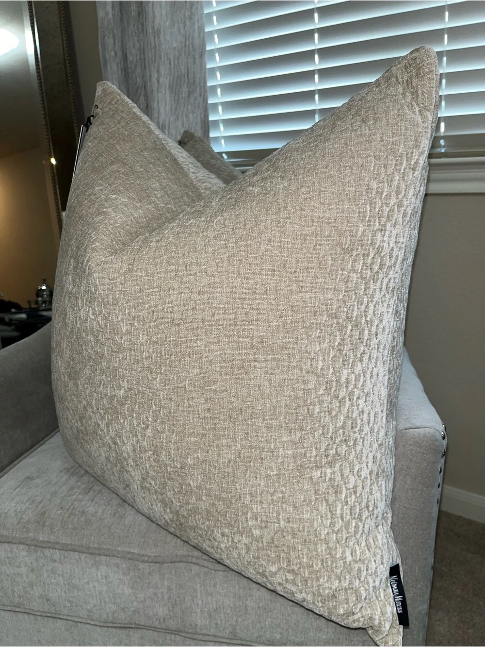 1-NWT NEIMAN MARCUS TEXTURE VELVET DESIGN DECORATIVE PILLOW (NH6200)